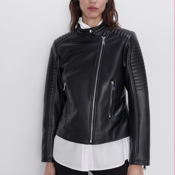 Zara Jackets & Blazers - NWOT Zara Moto Jacket with Quilted Sleeves and Zippers